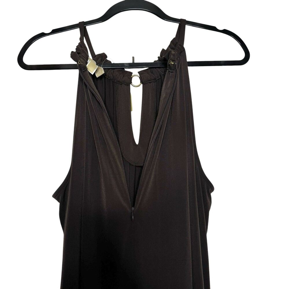 NWT Michael Kors Brown Halter Top Stretchy Women’s XL Midi Dress MSRP $120 - Picture 4 of 5